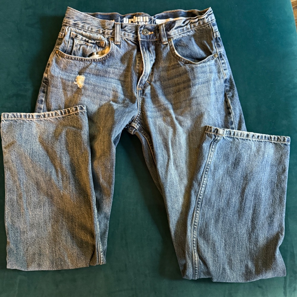 Urban Pipeline Loose Straight Jeans Men's 29x30 Blue Denim Distressed